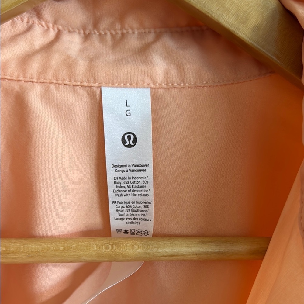 Lululemon Athletica oversized peach Orange Button Down Shirt - Picture 2 of 5